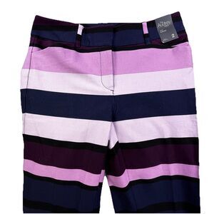 New York & Company Audrey Pants Size 2 Blue Pink Stripe Slim Leg NEW